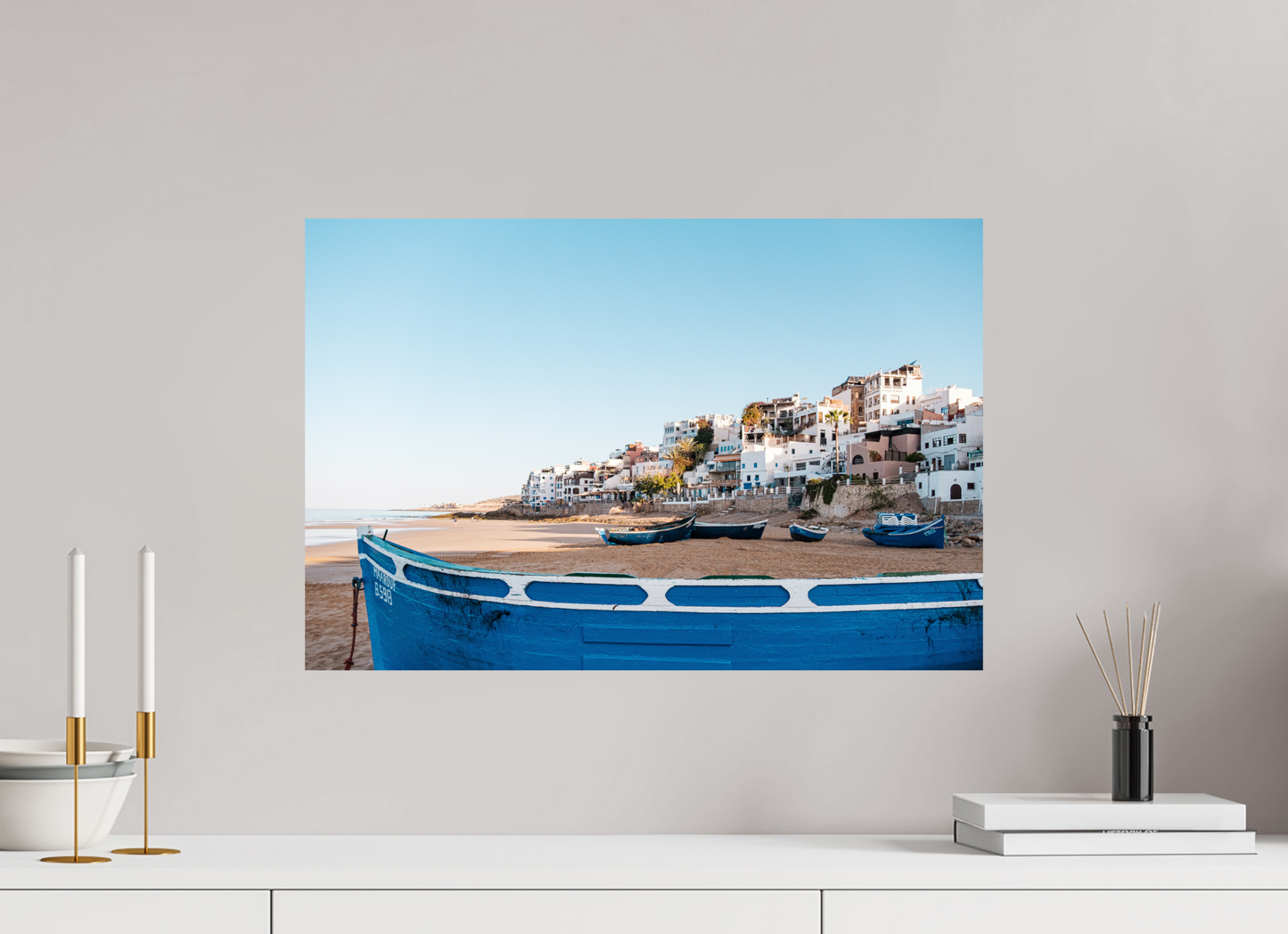 Sarah Varlet - Photo Affiche Poster - Décoration - Maroc - Voyage - Taghazout - Barque - Plage