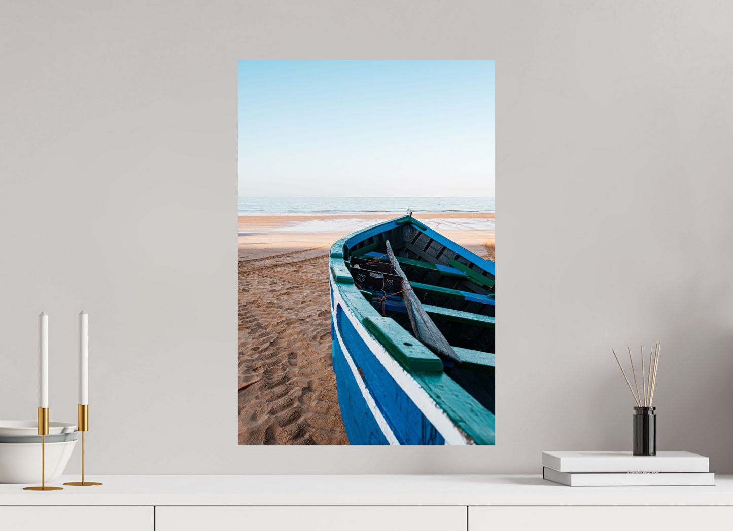 Sarah Varlet - Photo Affiche Poster - Décoration - Maroc - Voyage - Taghazout - Barque - Plage