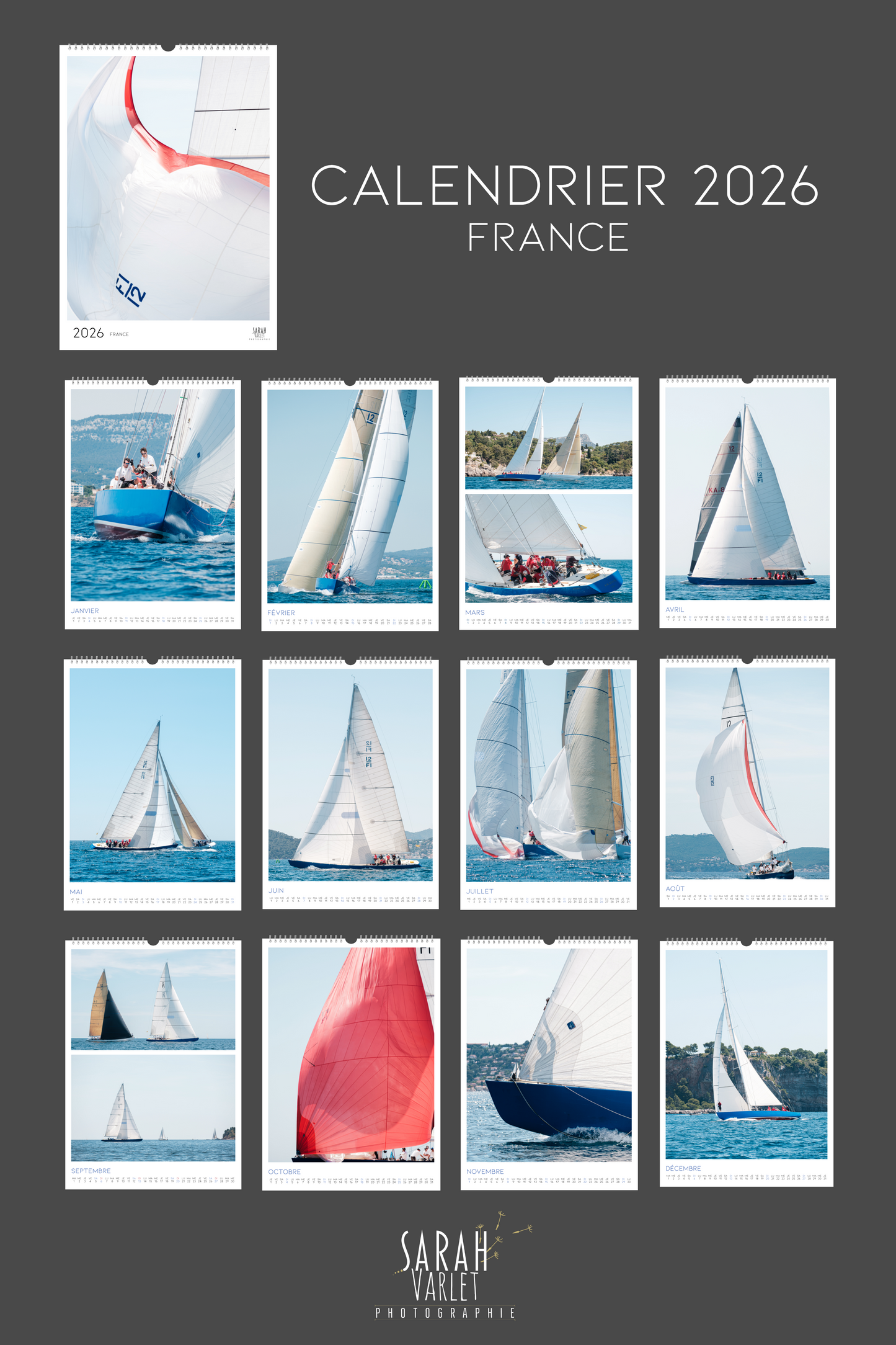 Calendrier 2026 - Photos du bateau France 12MJI - America's cup - AFCA 1966
