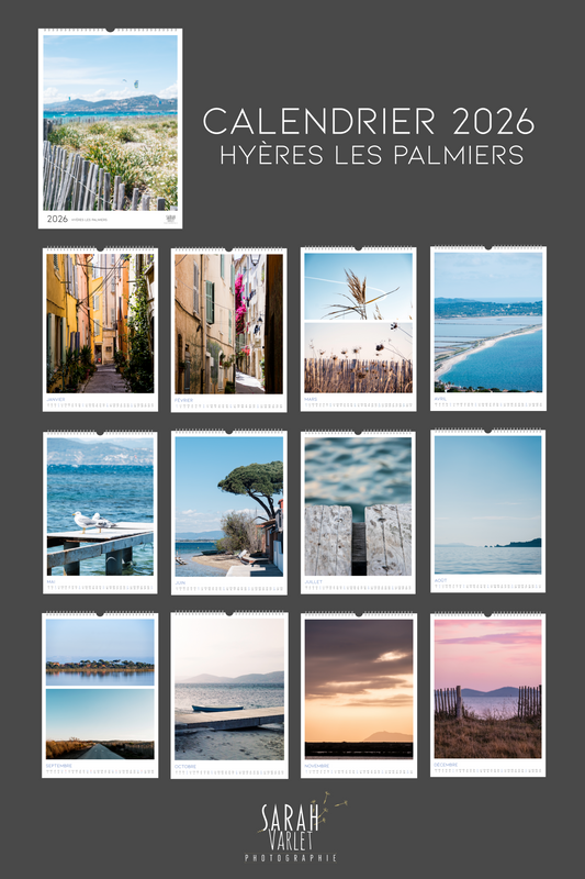 Calendrier 2026 - Photos de Hyères Les Palmiers Presqu'ile de Giens
