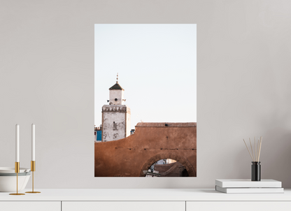 Photographe Sarah Varlet Décoration Print Affiche Poster Essaouira Maroc Rue Blanc Minimalisme minaret ocre