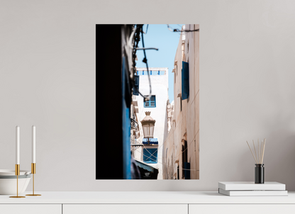 Photographe Sarah Varlet Décoration Print Affiche Poster Essaouira Maroc Rue Blanc et bleu