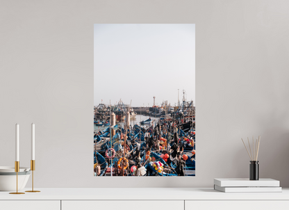 Photographe Sarah Varlet Décoration Print Affiche Poster Essaouira Maroc Coucher de soleil Barque Bleue
